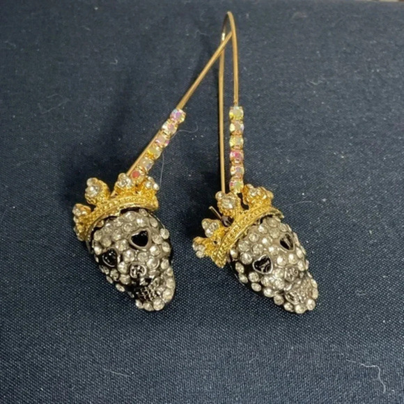 Betsey Johnson Crystal and Gold Tone Longline Dangle Earrings